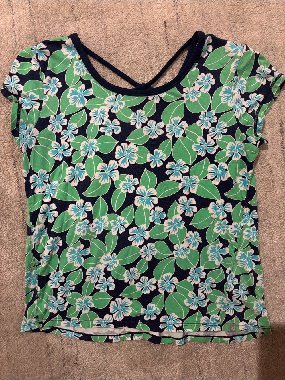 Talbots Floral Short-Sleeve Tee with Cut-Out on Upper Back